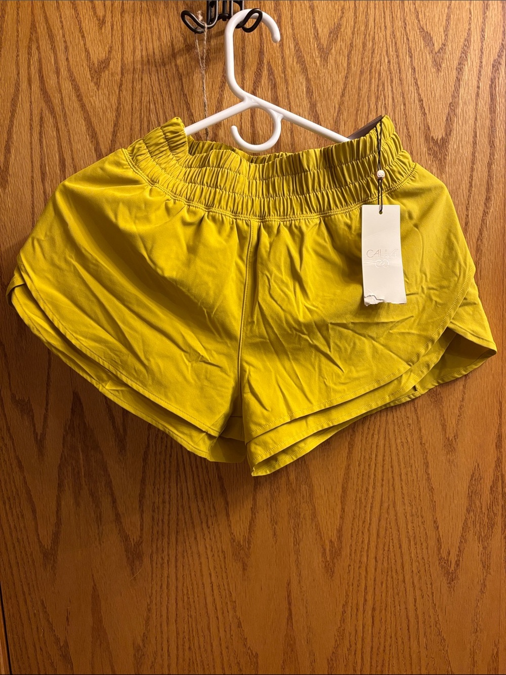 CALIA Women's Yellow Elastic-Waist Athletic Shorts
